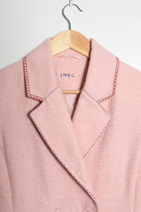 Veste rose en laine et lurex customisée