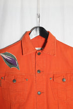 Charger l&#39;image dans la galerie, Veste en jeans orange fleurs boro