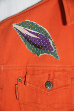 Charger l&#39;image dans la galerie, Veste en jeans orange fleurs boro