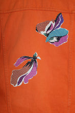 Charger l&#39;image dans la galerie, Veste en jeans orange fleurs boro