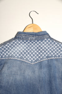 Robe chemise en jeans Sashiko