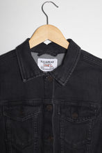 Load image into Gallery viewer, veste en jeans slim noire Sashiko