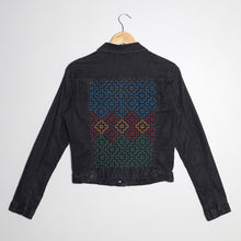 Load image into Gallery viewer, veste en jeans slim noire Sashiko