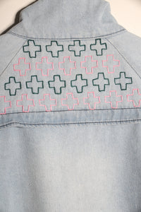 veste en jeans oversize Sashiko