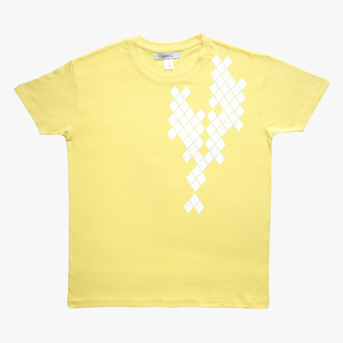 T-shirt gris jaune pâle graphique flex blanc